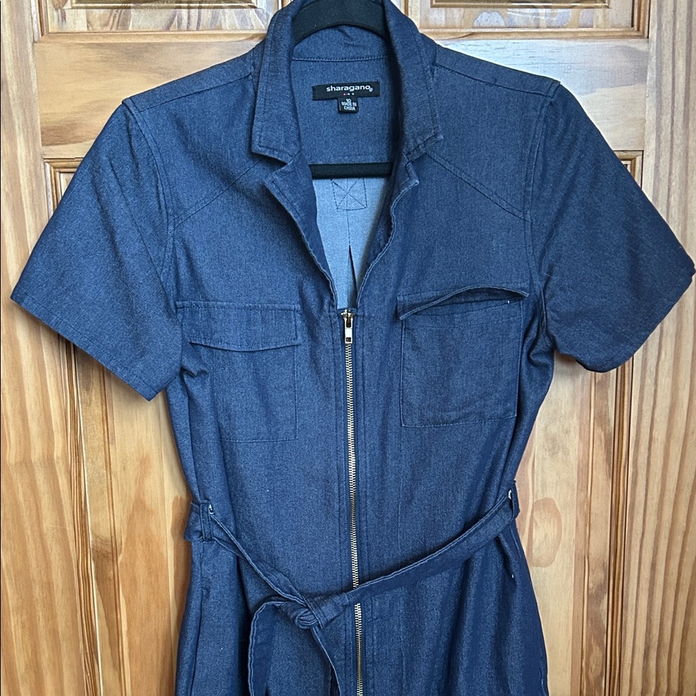 Sharagano Dark Blue Denim Dress
